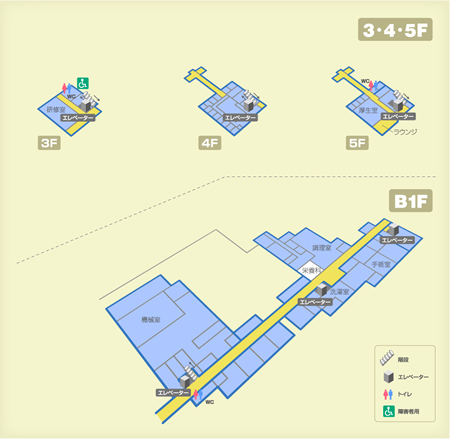 B1/3/4/5階館内図